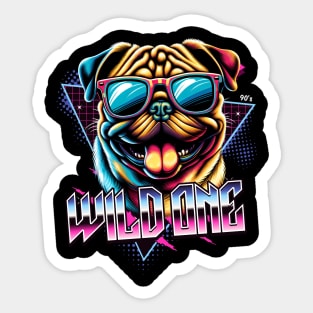 Wild One Pug Dog Sticker